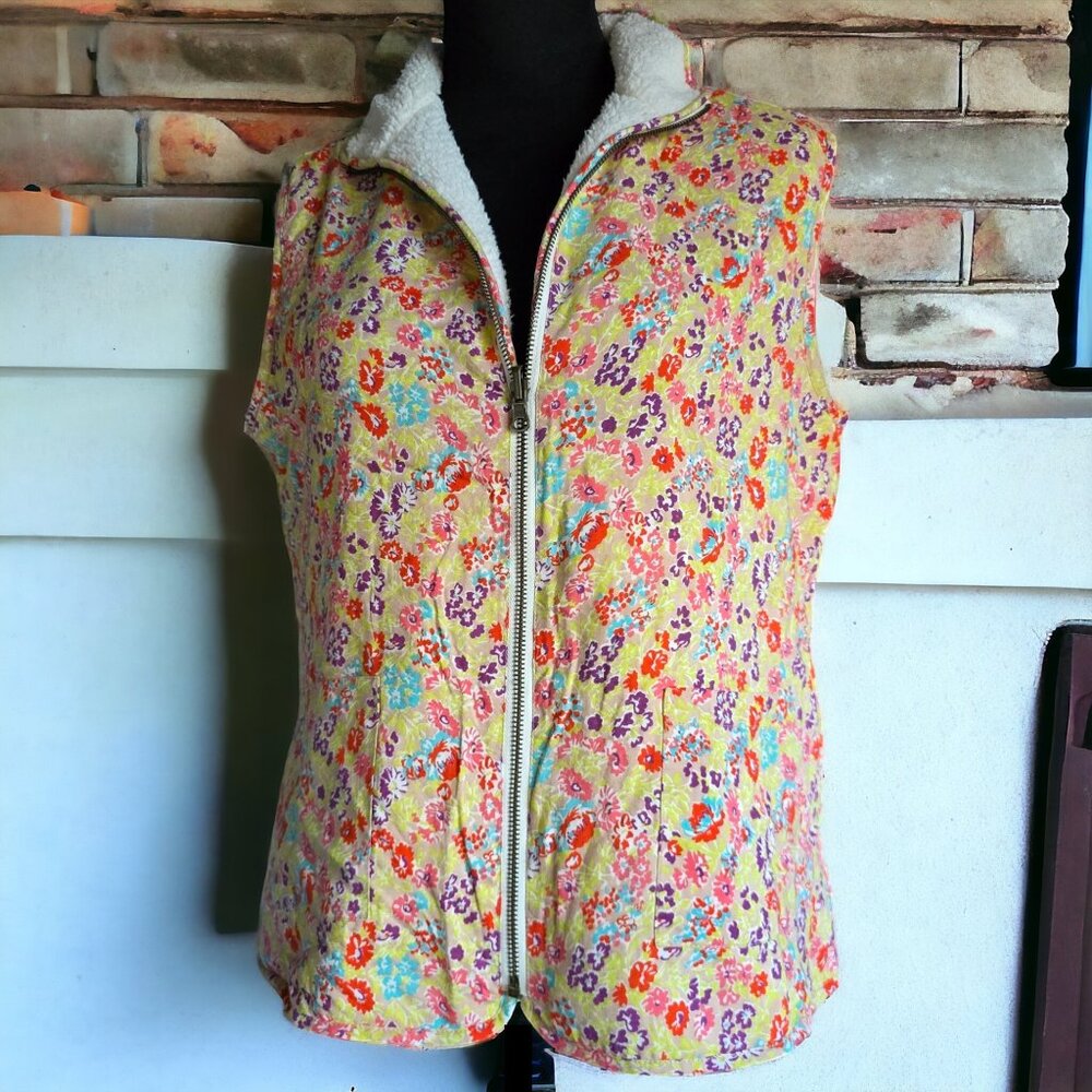 NWT MATILDA JANE ( MED ) Reversible Sherpa Full Zip Flower Print Vest - Picture 2 of 12